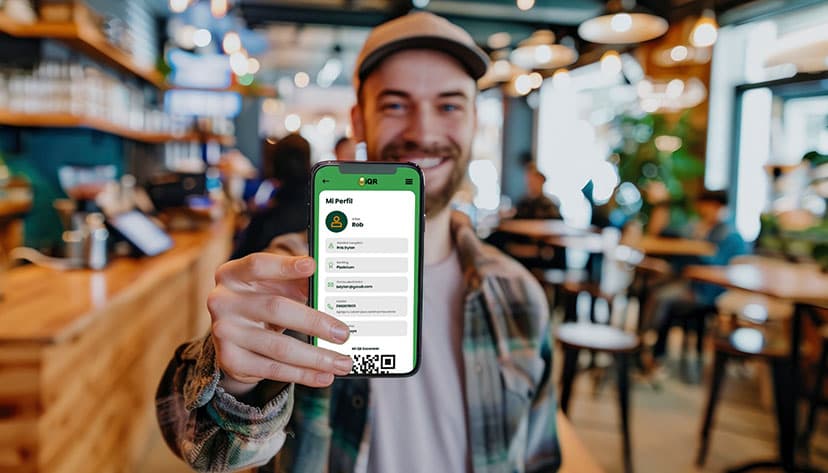 Cliente mostrando su QR en el restaurante